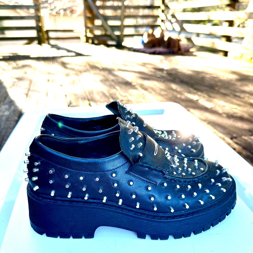 Steve Madden Black Studded Loafers